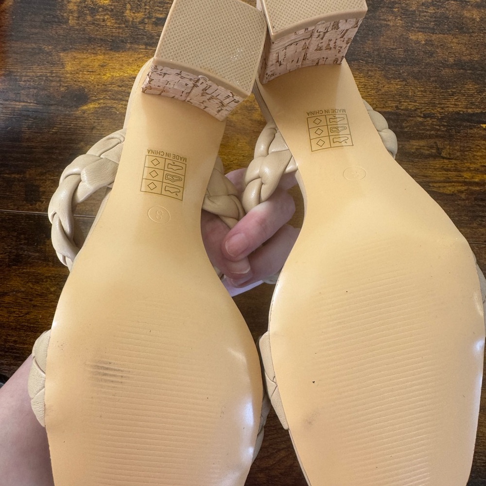 Elegant Cream Braided Women's Sandals - Picture 2 of 2
